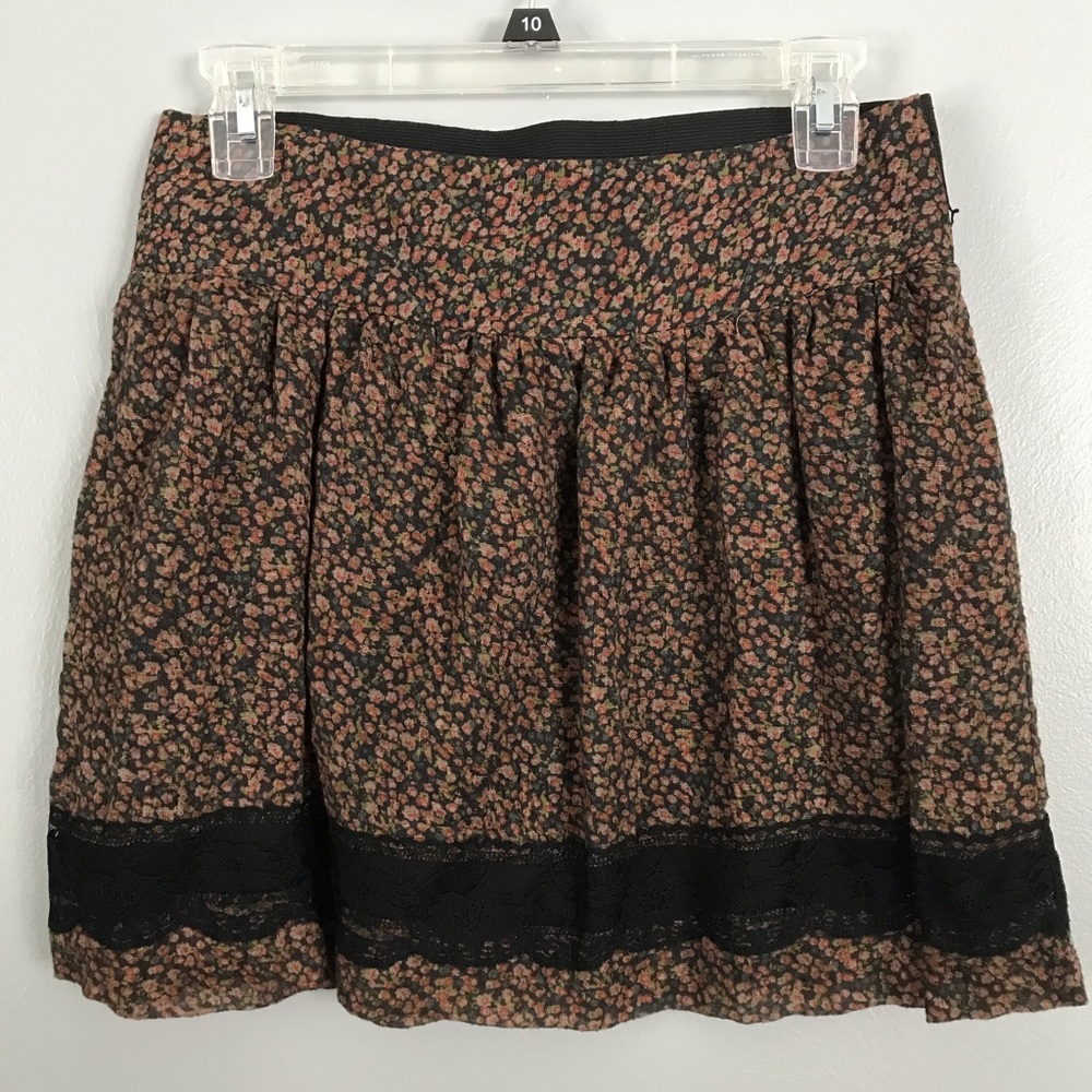 Brown and Black lace flowered skirt